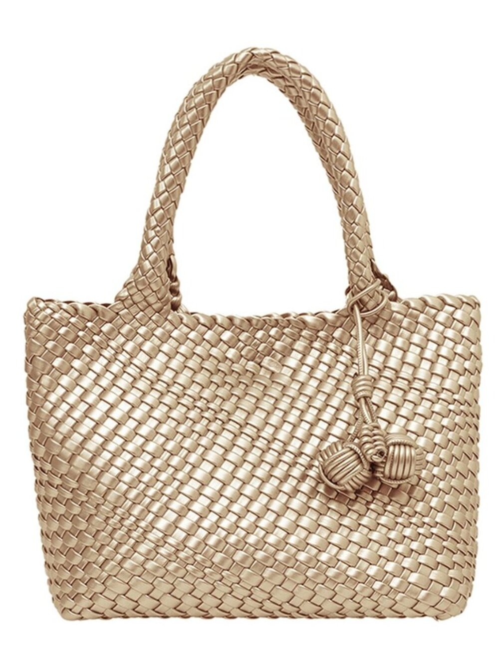 PU Leather Woven Tote Bag for Women, 2-in-1 Handbag with Pouch, Crossbody